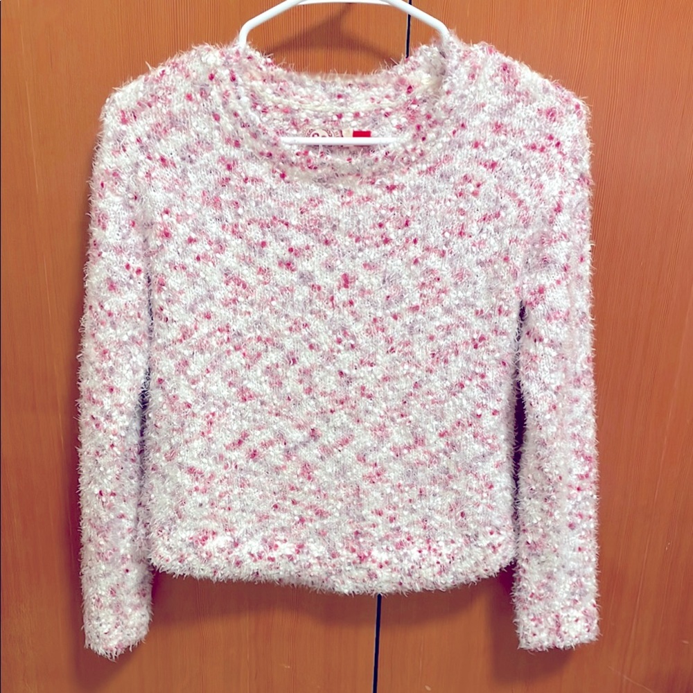 SO brand Pink & White soft Crew Neck Sweater girls youth size 8-12 (M) like new